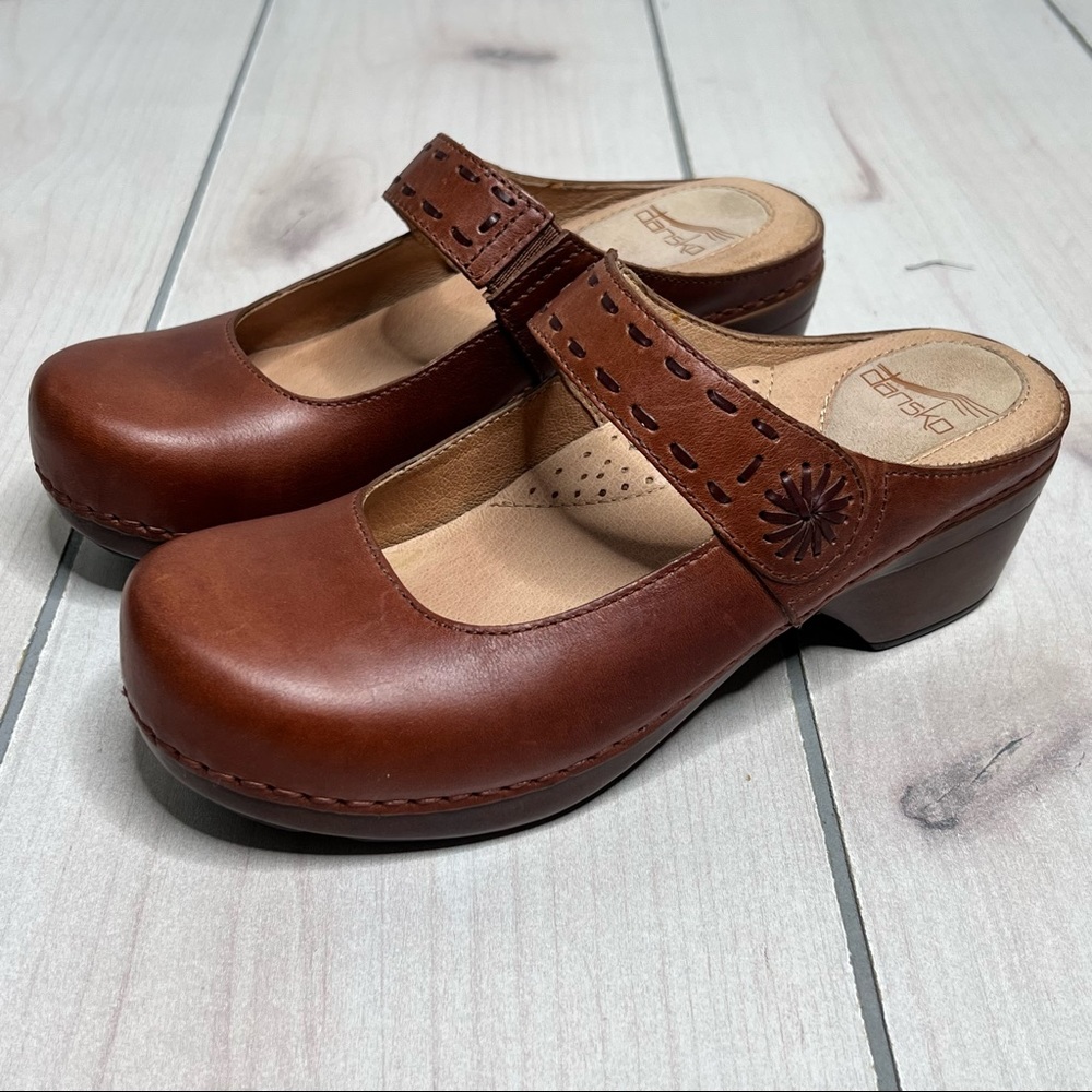 Dansko Brown Leather Slide On Mule Clog Mary Jane
